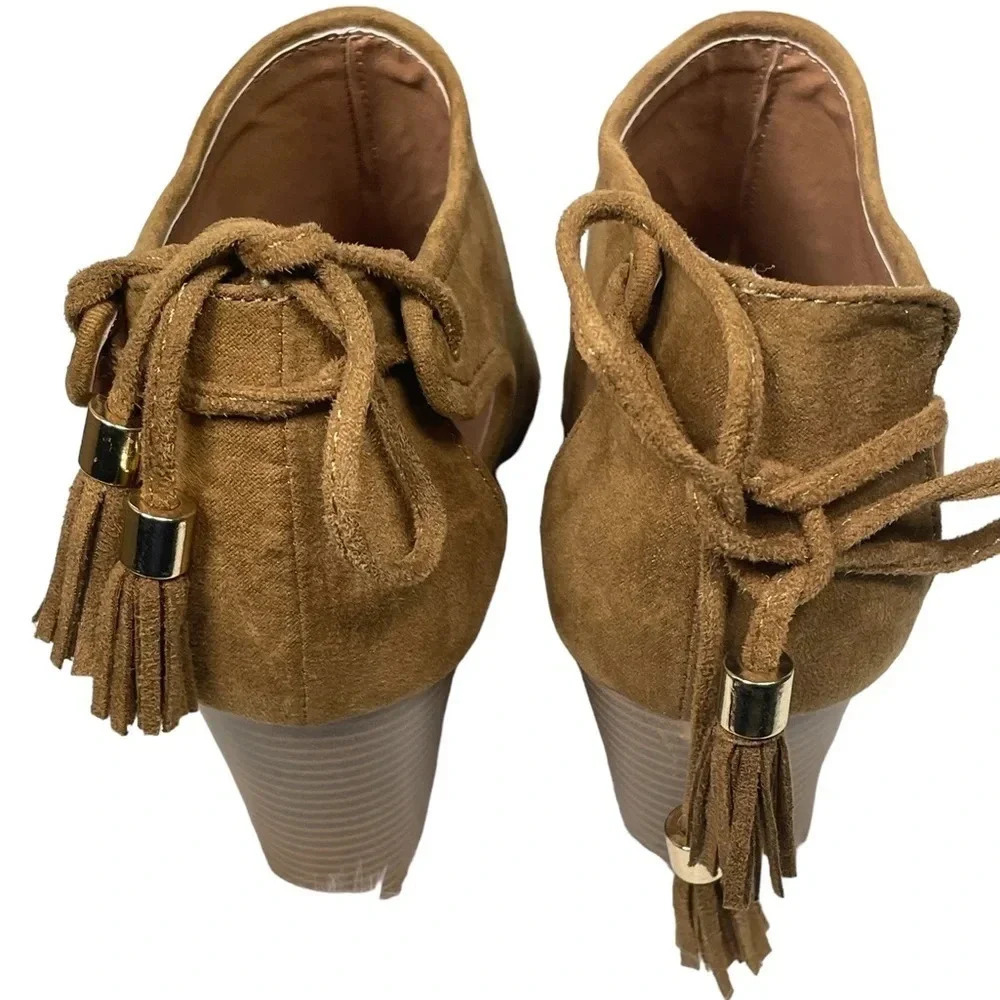 Qupid Suede Open Toe Shoes With Strings That Tie - image 3